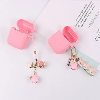 

For Xiaomi Mi True /Air Lite / AirDots Pro Case Pink Bell Peach Key Ring Silicone Earphones Case for Xiaomi Air Lite Cover