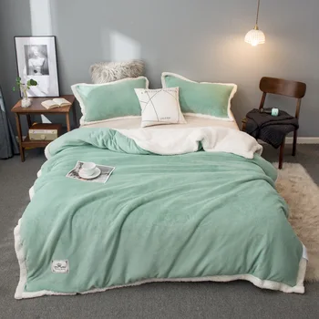 

Double Layers Warm Blanket Soild Color Thick Blankets For Bed Plush Blankets Autumn Winter Adult Throws Cover Blanket On The Bed