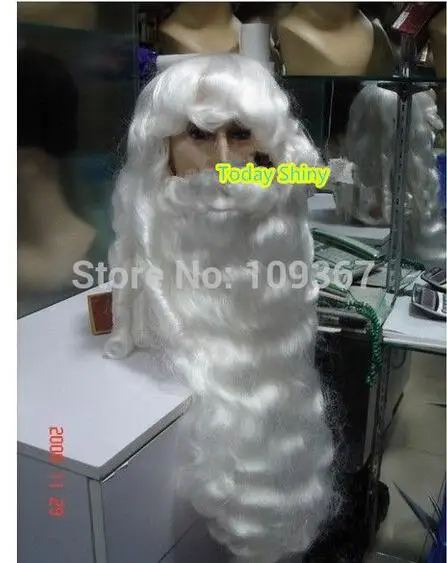

parrucca perruque parrucche Silver white Santa Claus Amazing snowy white Santa Claus beard+wig{ a set of } Christmas Day adorn