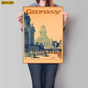 

Germany Landscape Poster Hand Painted Drawing Wall Art Sticker Vintage Kraft Paper Hotel Living Room Home Decor 42x30cm
