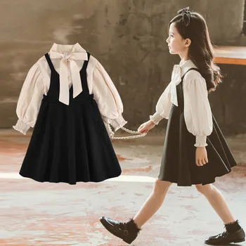 

Keelorn Fashion Kids 4-13Y Girls Clothing 2020 Autumn New Suspender Cute Dress with Bowknot Teenager Princess Costume for Girl