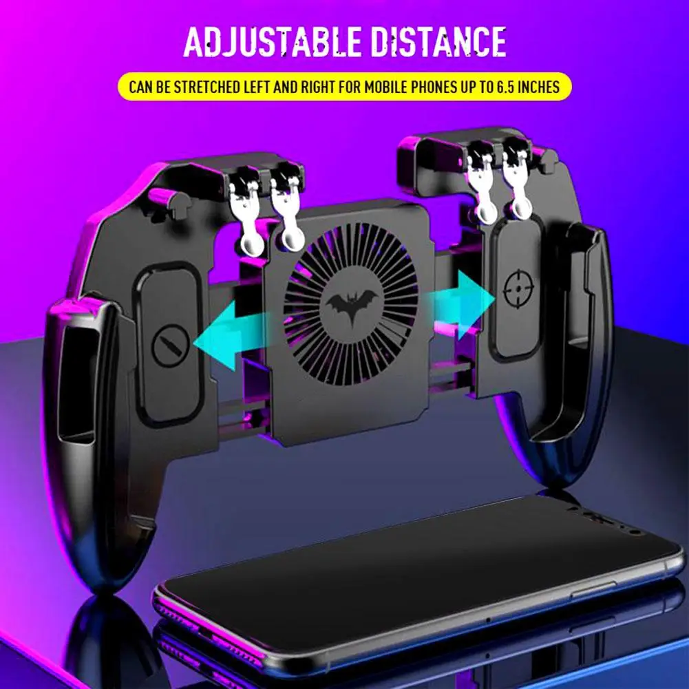 Six Finger Cooling Fan Phone Game Controller Gamepad Shooting Trigger for PUBG afbeelding
