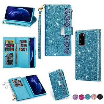 

For Samsung S20 Ultra S10 E 5G S9 S8 Plus S7 S6 Edge Zipper Leather Case Multifunction Galaxy Note10 Plus Note9 Note8 G960 G965