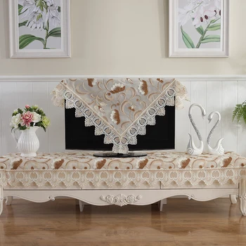 

Europe luxury embroidered tablecloth table dining table cover round table cloth table flag flower Lace dressing TV cover HM169