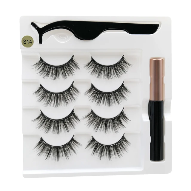 4 pairs of magnetic eyelashes natural soft magnet eyelashes natural magnetic eyeliner makeup mink eyelashes set tool S14