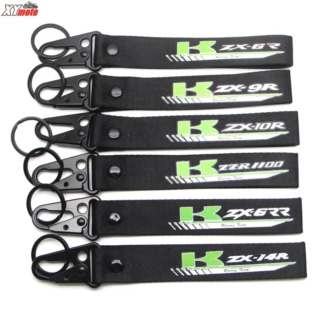 

Motorcycle Embroidery Key Holder Chain Collection Keychain For Kawasaki ZX6R ZX9R ZX10R ZX14R ZZR1100 Nylon Badge Keyring