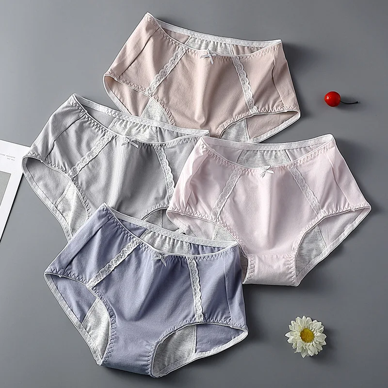 

Leak Proof Menstrual Panties Physiological Pants Women Underwear Period Cotton High Waist Lace Waterproof Briefs Dropshipping