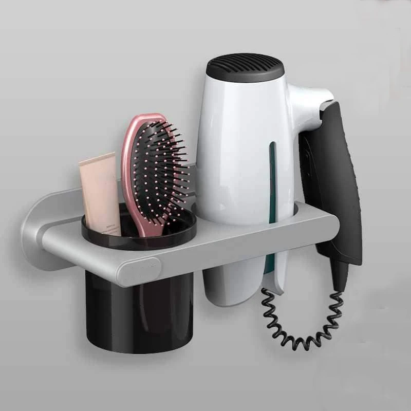 Wall Mounted Hair Dryer Holder, Self-Adhesive, Rack, Punch-Free, Bathroom Supplies, Shelf Organizer 2