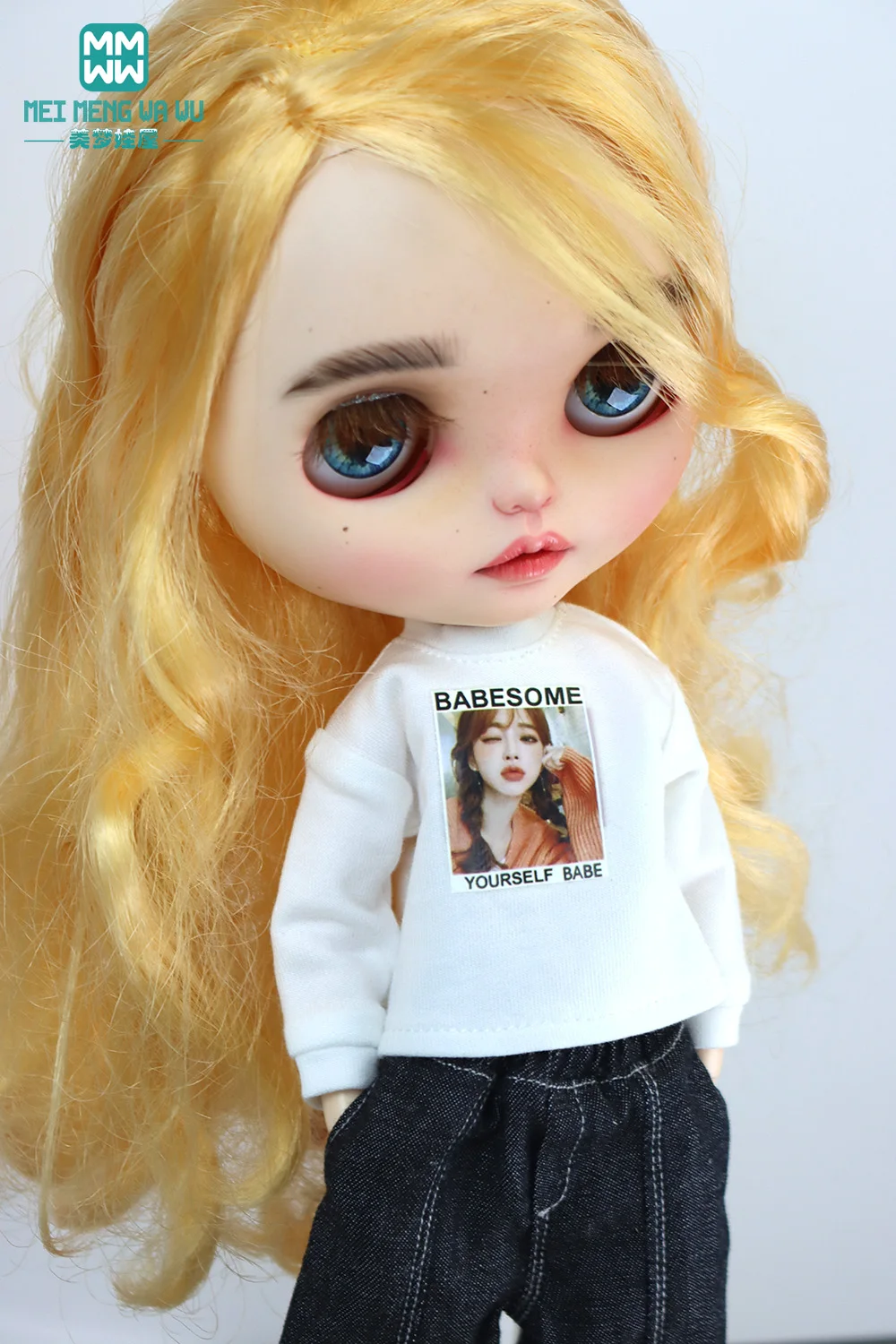 

Одежда для куклы подходит для Blyth Azone OB22 OB24 Модный свитшот для кукол белый черный розовый синий