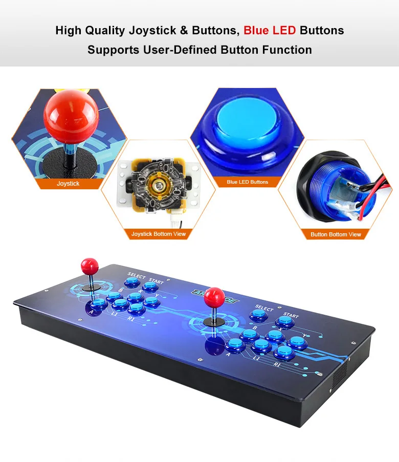 Waveshare Arcade-C-2P, игровой автомат работает от Raspberry Pi, 2 проигрывателя