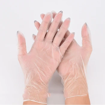 

100 Pcs Disposable Gloves Clear Latex Free Allergy Free Plastic Gloves for Food Service Cleaning Service