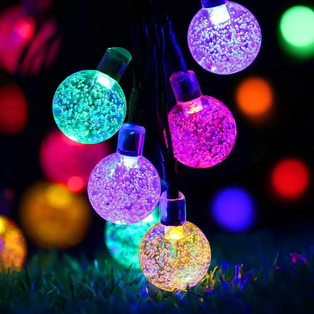 6.5M 30LED Solar Powered Bubble String Lights Garden Home Party Night Light Colorful IP43 Waterproof Decoration Bulb Light