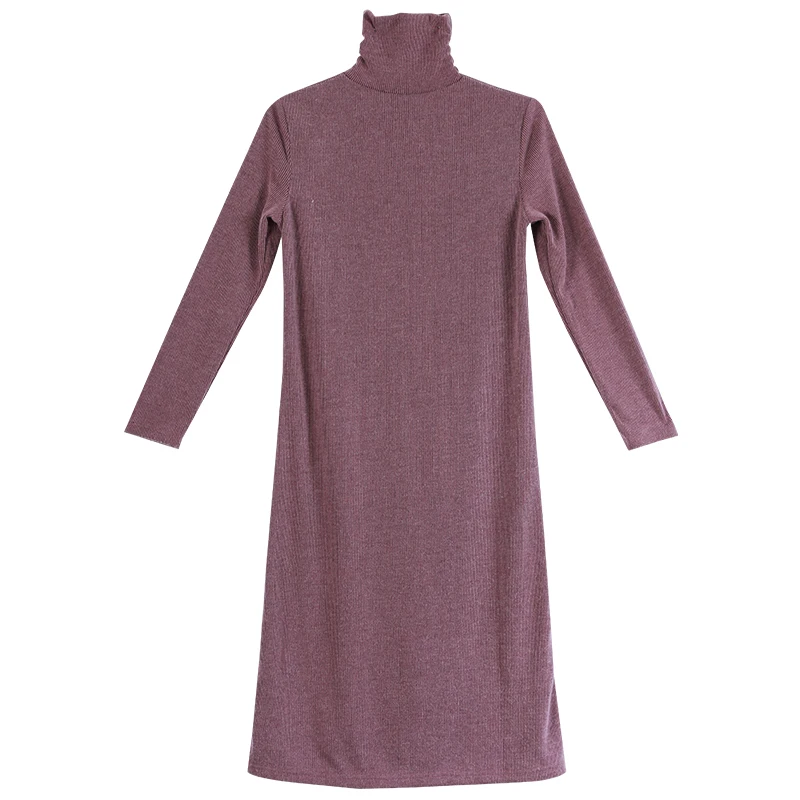 LZJN 2019 Autumn Winter Full Sleeve Women Knitted Turtleneck Sweater Dress Mid-length Female Knit bottoming Shirt Black 4 Colors (3)