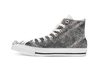 

Rose Gold Black Glitter Stripes #1 #shiny Custom Casual High Top lace-up Canvas shoes sneakers Drop shipping