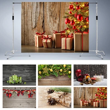 

Nitree Xmas Snowflake Candle Wood Board Christmas Party Decoration Gift Box Backdrop Photo Studio Props Photography Background