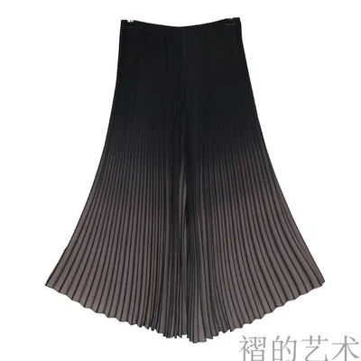 Miyake модные складные однотонные плиссированные широкие брюки - Цвет: Черный