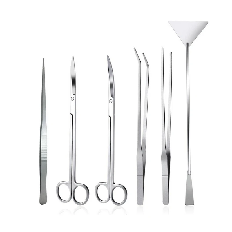 

6PCS/Set Aquarium Cleaning Tools Aquascaping Landscaping Tool Kits Stainless Steel Aquatic Plants Scissors Tweezers Set