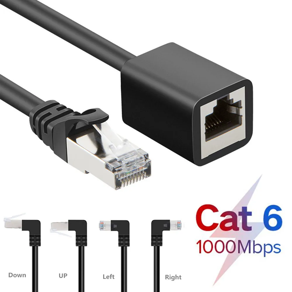 Удлинительный кабель Cat6 Ethernet Rj45 сетевой Lan штекер гнездо RJ45 90 градусов в наклоне