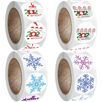 

1 Roll Toilet Paper Cartoon Santa with Mask Design 2020 Merry Christmas Snowflake Stickers for Envelope Gift Card Package Kidtoy