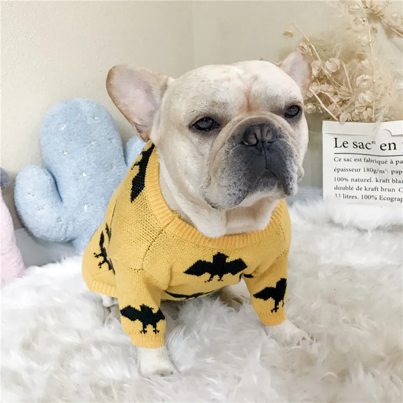 [Одежда для собак] Радужный свитер для собак, Французские бульдоги зимняя одежда Одежда для собак