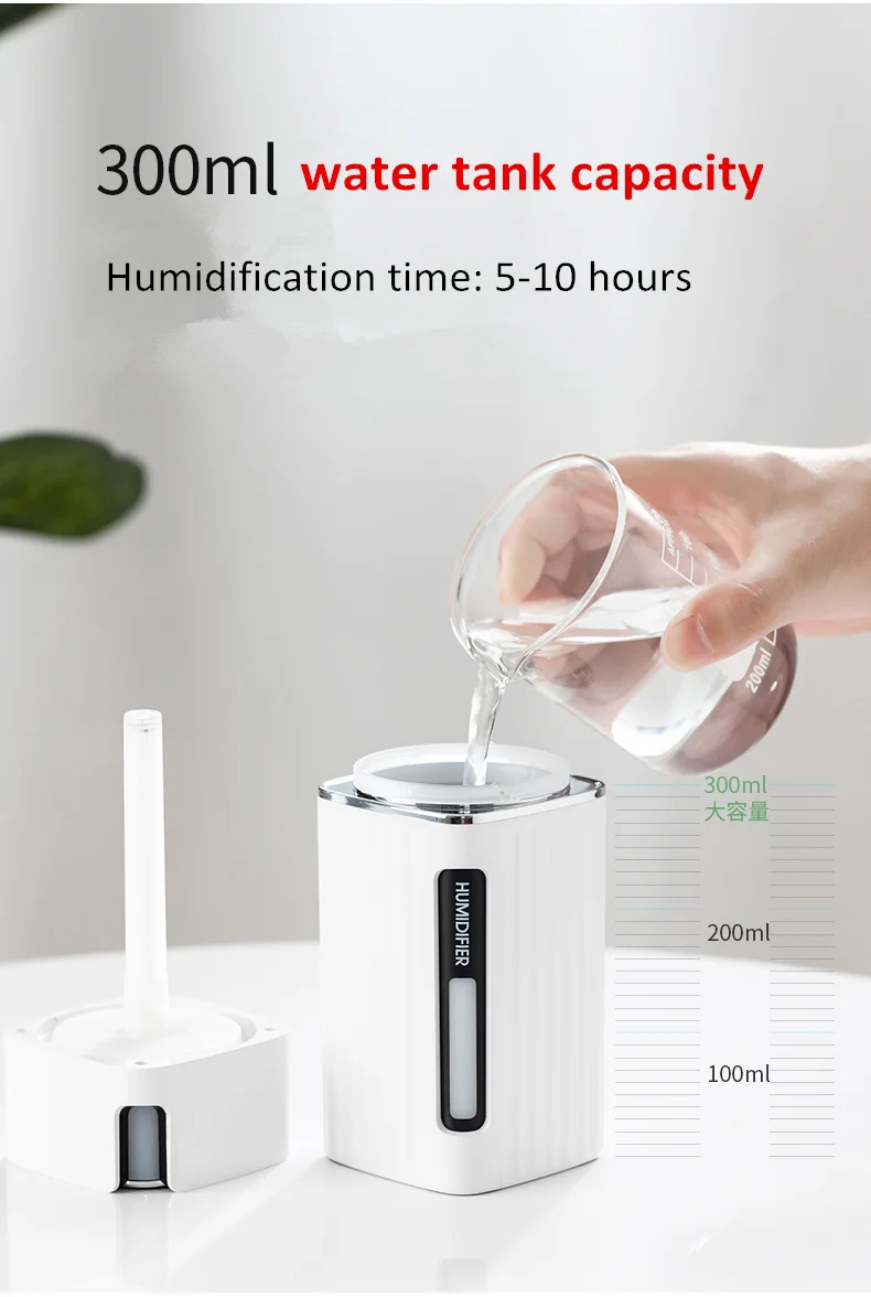 300ml Portable Air Humidifier USB Cool Mist Ultrasonic Aroma Diffusers Aromatherapy Air Purifier Car Home Difusor Humidificador