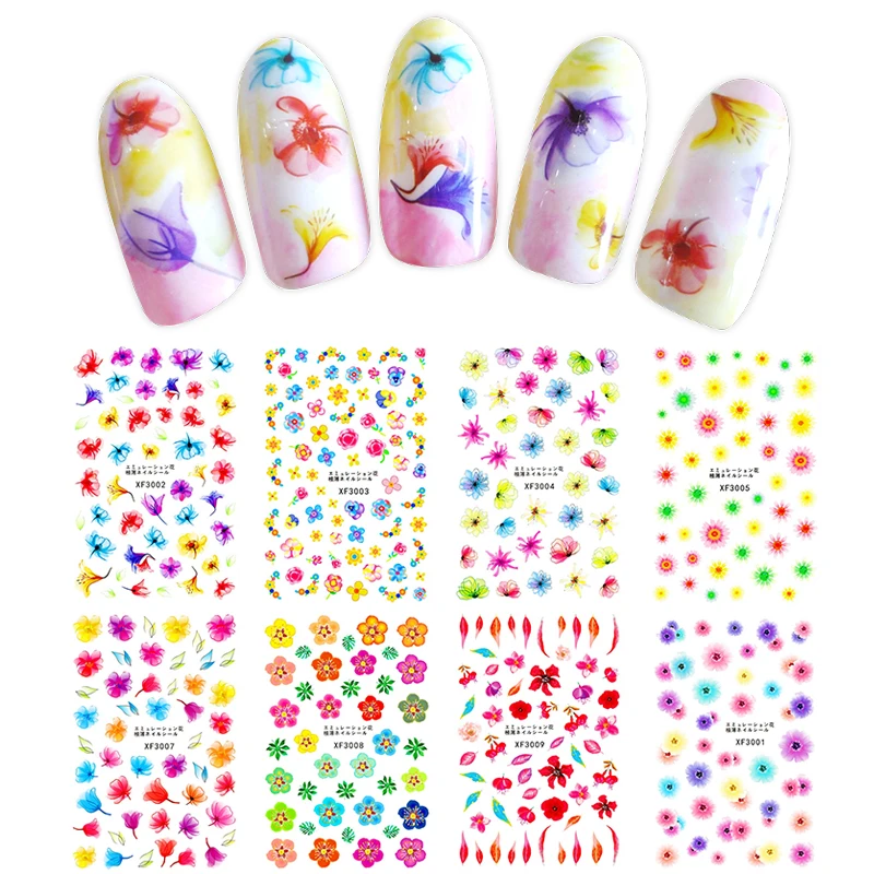 

Flower Nail Sticker Nail Waterproof Wearable 8 Flowers Colorful Tattoo Watermark Nail Tools DIY Environmental Protection Gifts