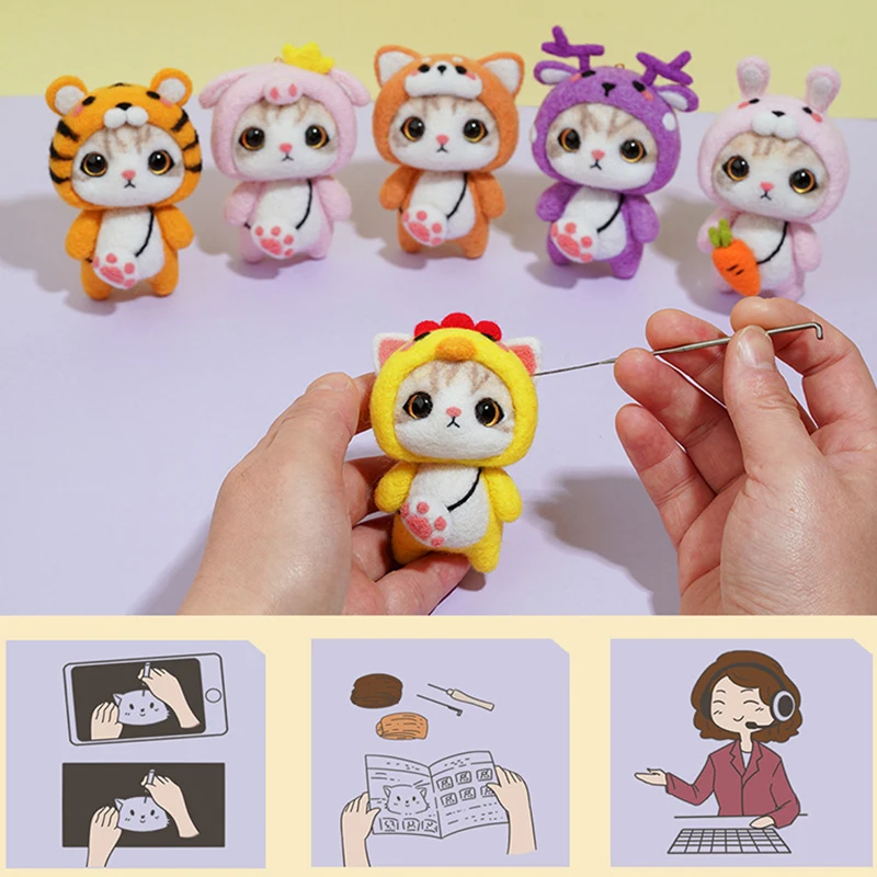 Wool Felt Music Toy Wool Felt Cat Kits Wool Felt Doll Craft Toys