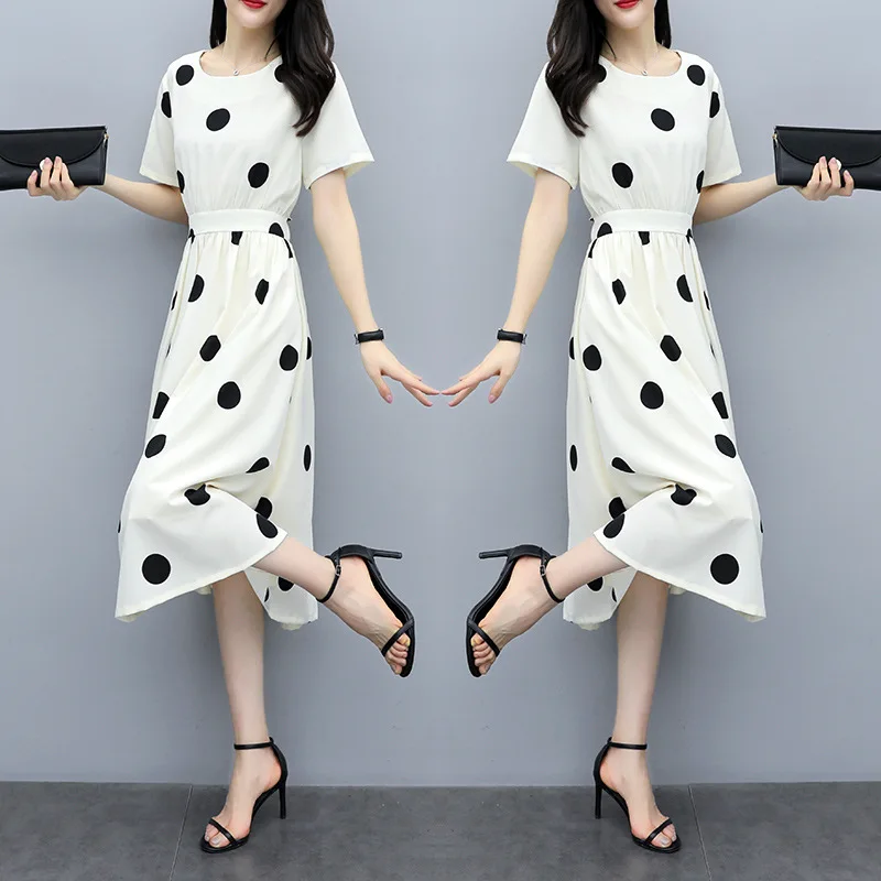 

2019 Summer Wear New Style Korean-style Retro France Non-mainstream Very Sin Wave Point Short-height Western Style Dress Women's
