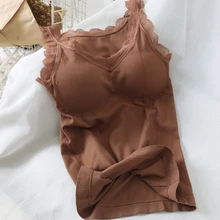 Кружева рукавов женщин эластичный тонкий ремень камзол жилет без провода мягкий сна нижнее белье