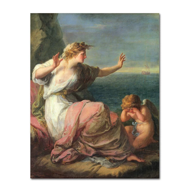 Ariadne Left on The Island of Naxos by Angelica Kauffmann Printed on Canvas