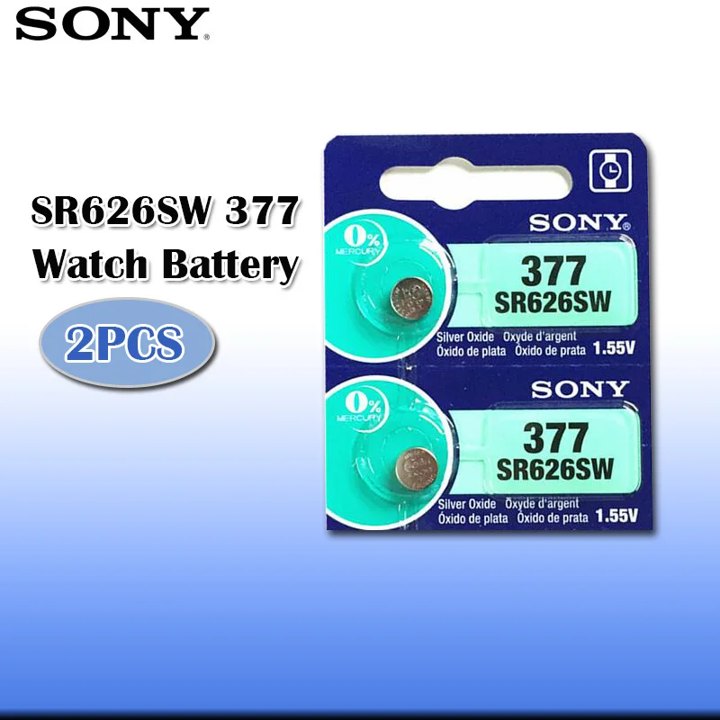 2 шт. sony 1,55 в 377 SR626SW SR626 AG4 оксид серебра часы батарея SR626SW 377 Кнопка монетница Сделано в Японии