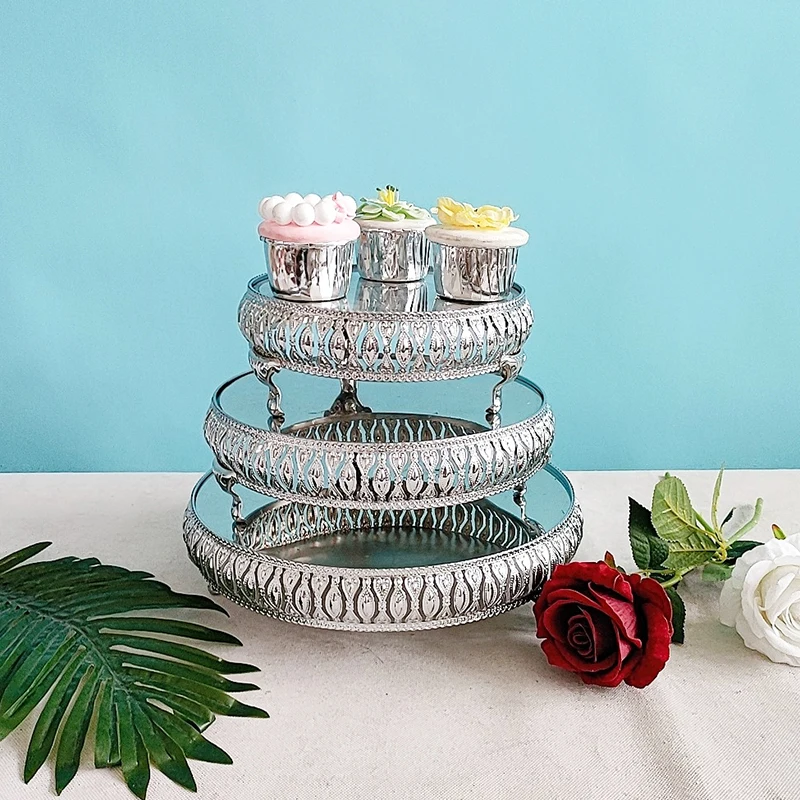 金または銀の色のミラープレート,1ピース,ケーキスタンド,結婚式,誕生