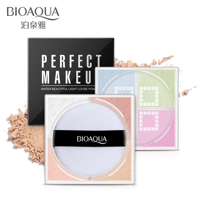 

BIOAQUA Smooth Loose Powder Make Up 4 Colors Matte & Shimmer Face Makeup Waterproof Loose Powder Skin Finish Powder with puff