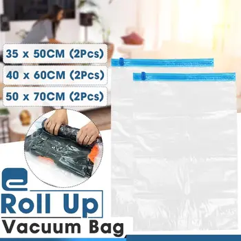 

6Pcs Travel Clothes Compression Storage Bag Hand Rolling Clothing Plastic Vacuum Packing Sacks
