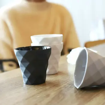 

Japanese style simple color diamond lattice Nordic milk coffee breakfast cup water tea mug