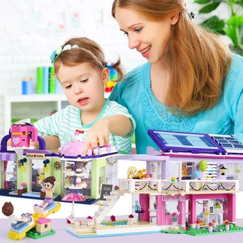 

Girls Assembly Building Blocks DIY Plastic Amusement Park Compatible Blocks Set Princess Building Toys for Children