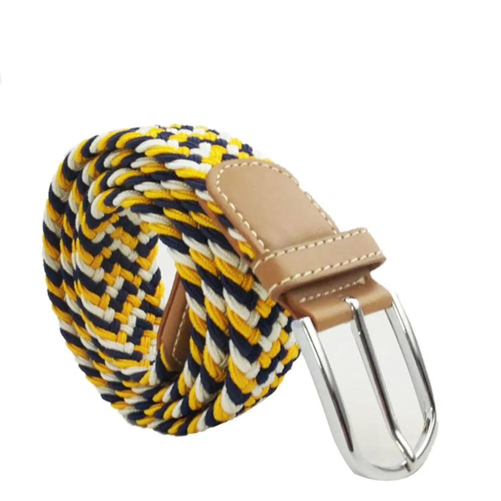 YE Elastic Stretch Waist Belt Black Canvas Stretch Braided Elastic Woven Leather Belt Wide Hot Metal Stretch Belts - Цвет: YE
