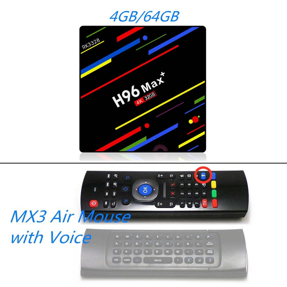 H96 Max Plus Android 9,0 Smart tv Box 4 Гб ОЗУ 64 Гб 32 Гб ПЗУ 4K телеприставка Rockchip RK3328 четырехъядерный USB 3,0 Wifi медиаплеер - Цвет: 4G 64G MX3M Voice