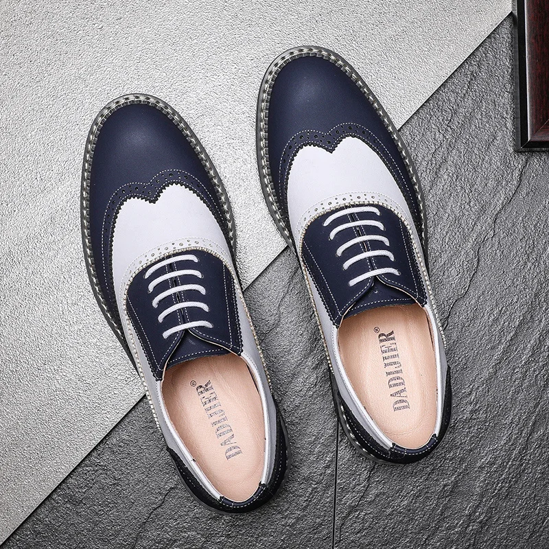 New Autumn Fashion Trend Casual Men Shoes British Formal Dress Real Leather Shoes Wedding Business Brogue Loafers Oxfords