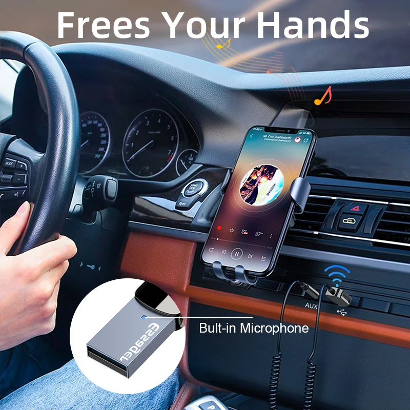 Essager Wireless Bluetooth 5.0 Receiver Adapter Handsfree Car Speaker 3.5mm Jack Aux Audio Music Bluetooth Transmitter