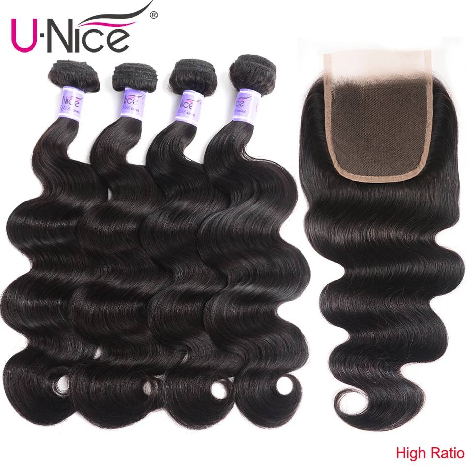 Волосы UNICE Kysiss серии 8А объемные волнистые перуанские волосы 4 пряди с закрытием натуральный цвет 8-30 дюймов 100% человеческие волосы пряди