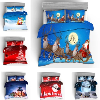 

3D Christmas cartoon digital printing 1 quilt cover 1/2 pillowcase double large bed sheet set quilt set bedding quilt cover