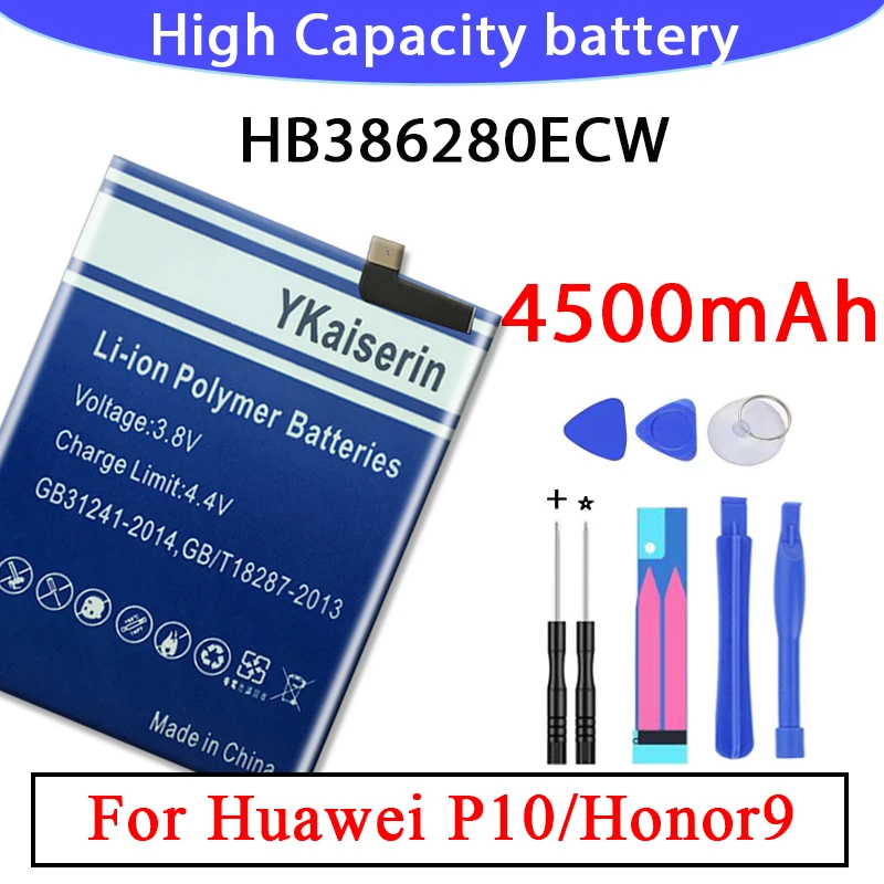 100% Оригинальная батарея YKaiserin HB386280ECW 4500 мАч для Huawei P10 Honor 9 STF-L09 STF-AL10 мобильный