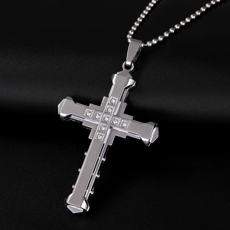 2021 Fashion New Black Rectangle Pendant Necklace Men Trendy Simple Stainless Steel Chain Men Necklace Jewelry Gift