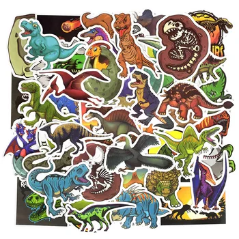 

50 PCS Jurassic Dinosaur Stickers Toys for Children Tyrannosaurus Rex Animal Sticker to DIY Laptop Skateboard Guitar Fridge Car