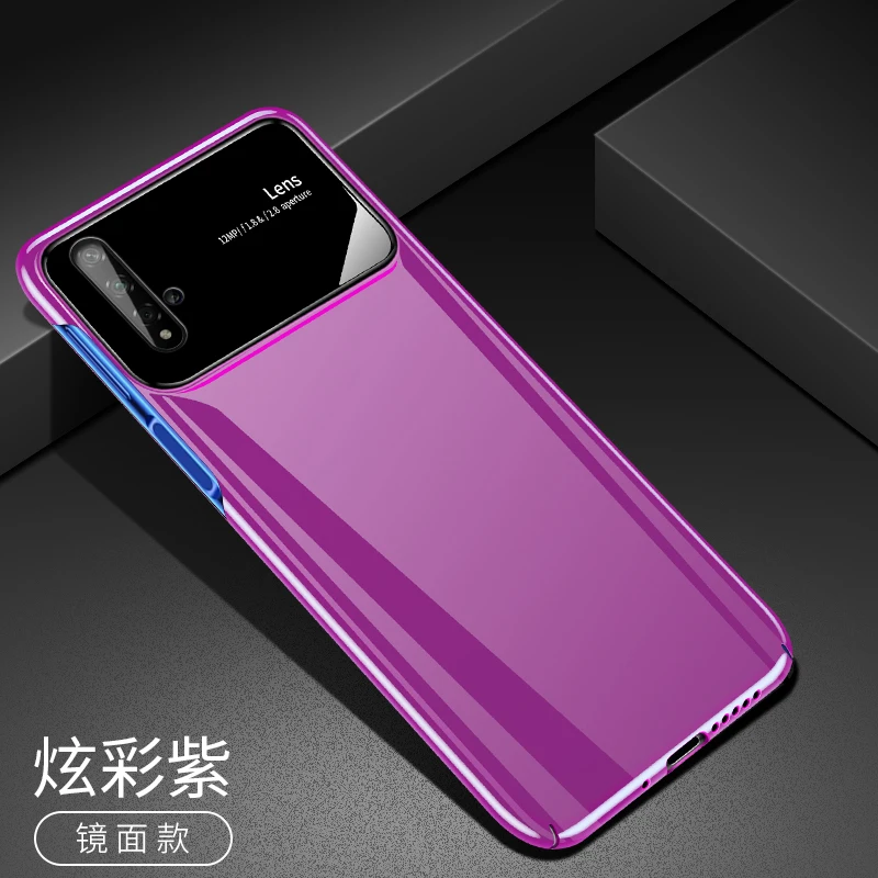 Для huawei honor 20 Pro Чехол роскошные, жесткие, ПК+ Закаленное стекло Защитная задняя крышка чехол для huawei honor 20 honor 20 чехол для телефона - Цвет: purple