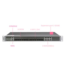 8 GPON порт GPON OLT с максимальным соотношением 1:128 8 PON 1000BASE-C+/C++ GPON(2,5G)+ 10GUPLINK 8 GPON порт GPON OLT для FTTH