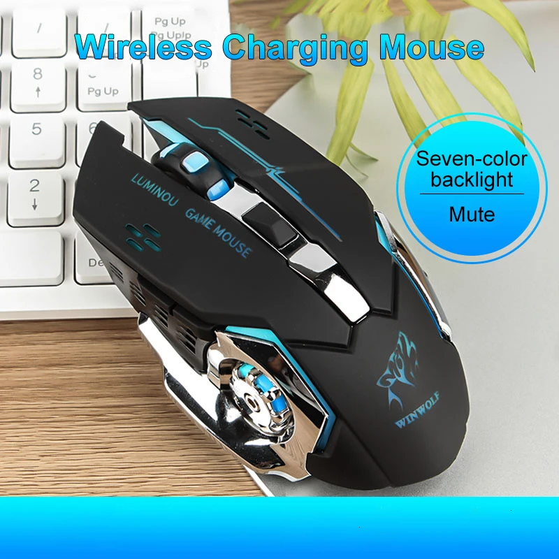 Wireless 2400DPI LED Rechargeable Silent Mouse Mice /& USB Receiver For PC Laptop