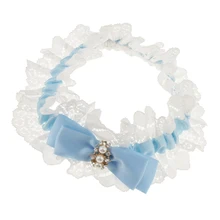 Свадебные подвязки Белого и голубого цвета, стразы, атласный бант и кружева для невесты