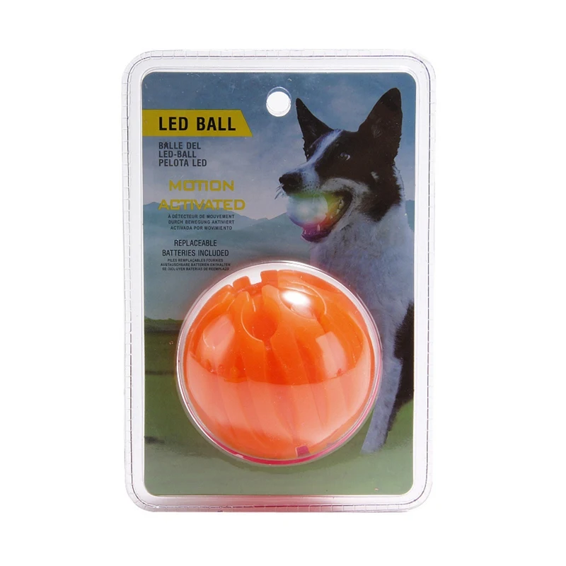 Orange Pet собака интерактивный мяч-пищалка игрушки с светильник для обучения домашних животных эластичный мяч игрушка прочный жевательный игровой мяч игрушки питание с батареей - Цвет: Orange
